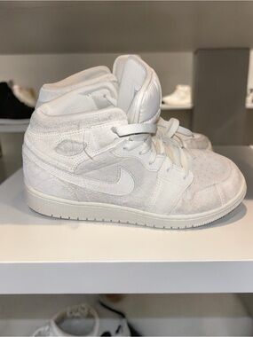 All-White High Top Sneakers with Swoosh size 6